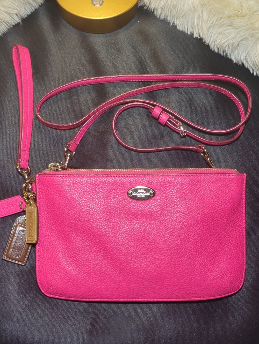 Coach Lyla Pebbled Leather Double Zip Crossbody/Wristlet 3 Hangtags ONLY $75